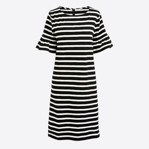 J Crew Ruffled sleeve striped shift dress